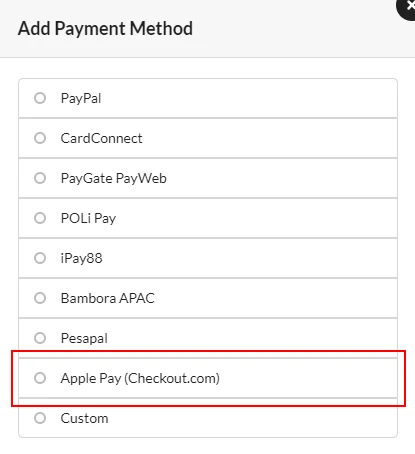 Adding Apple Pay (Checkout.com) payment method
